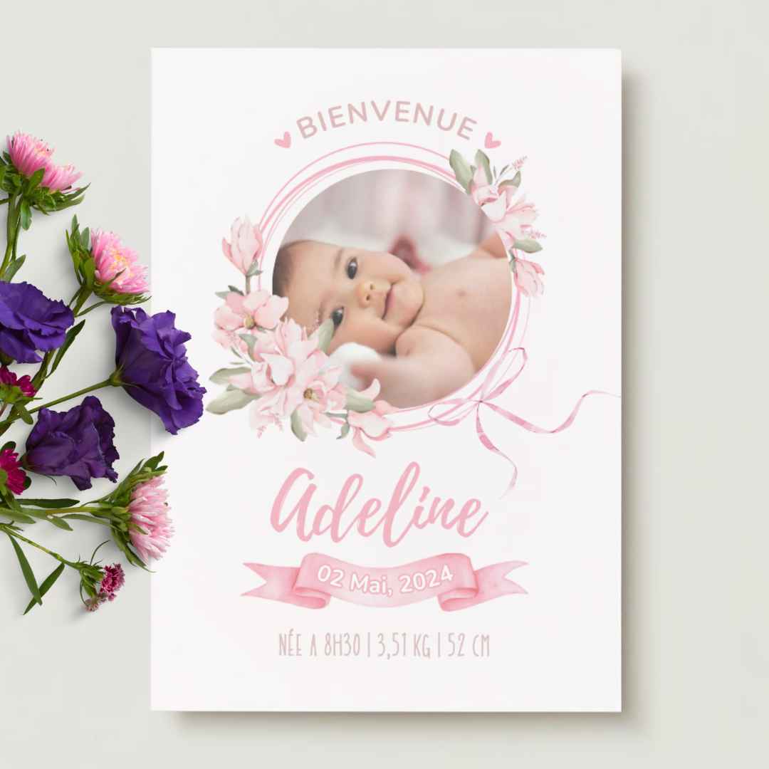 Faire-part de naissance Rose pastel