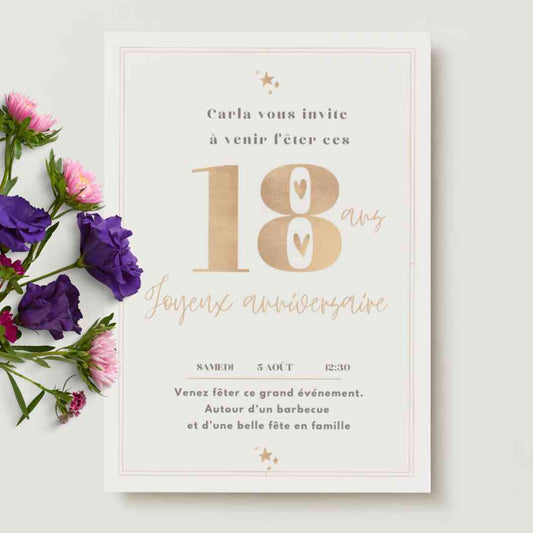 Invitation anniversaire sérigraphie or