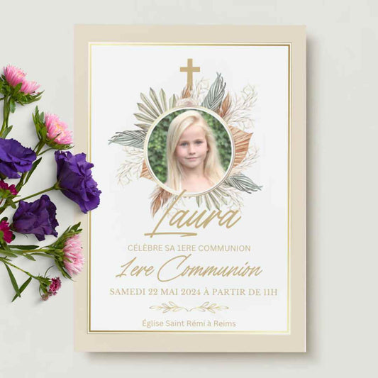 Invitation Communion finitions dorées