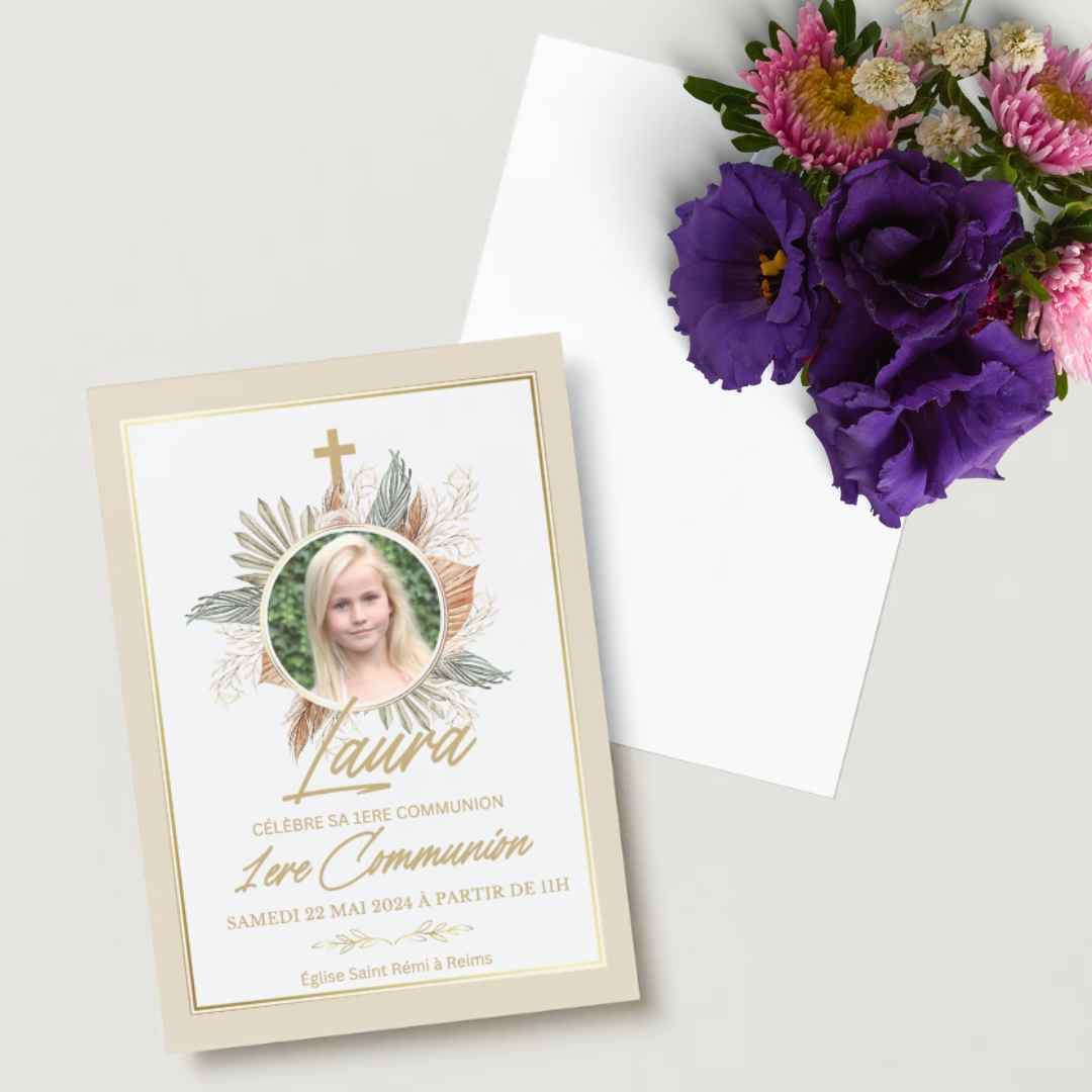 Invitation Communion finitions dorées