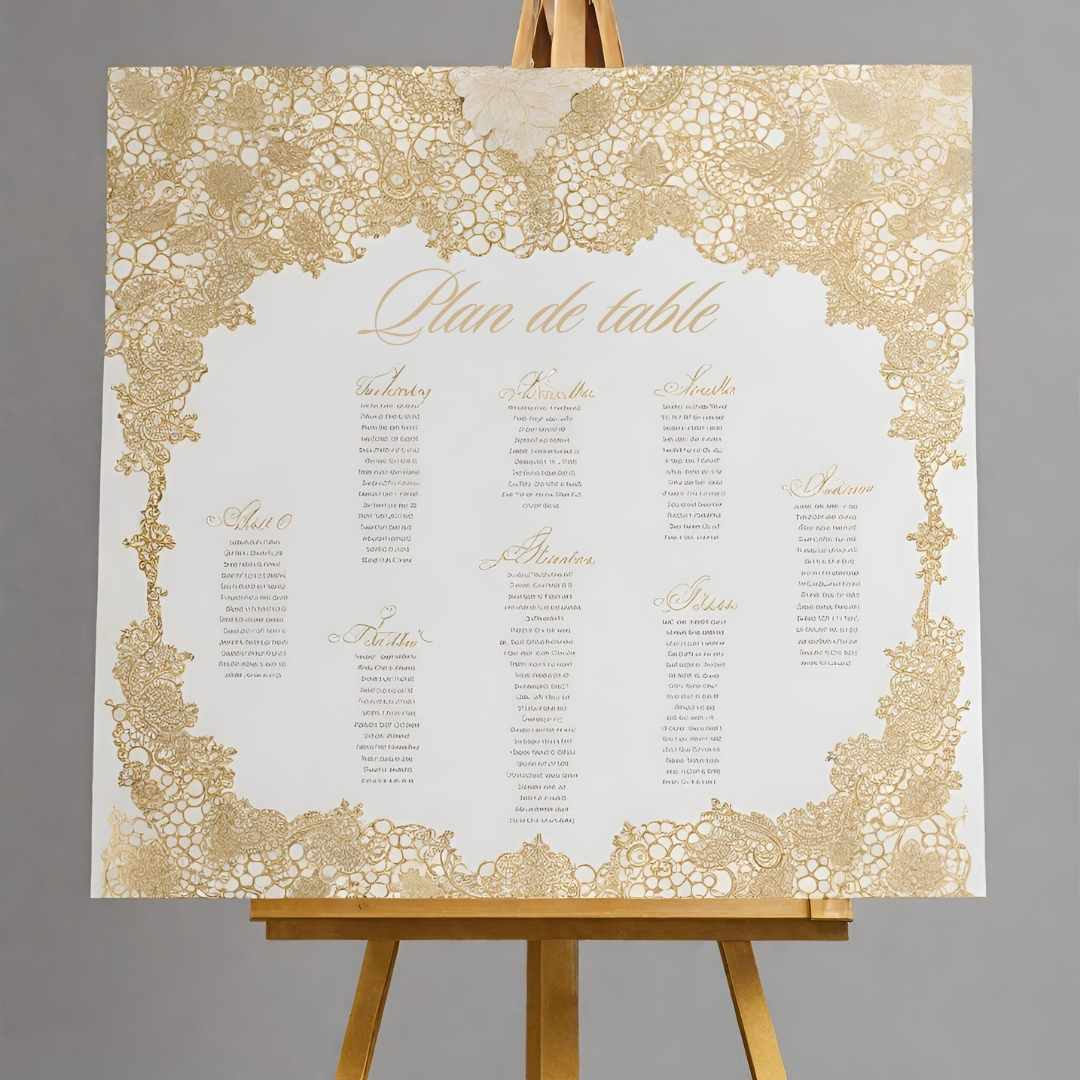 Plan de table Mariage - Dorures