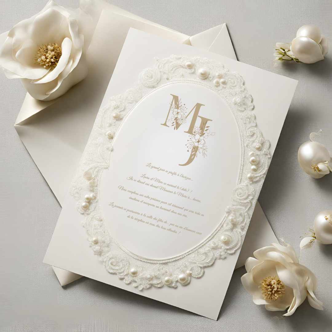 Faire-Part de Mariage - Perles de nacres